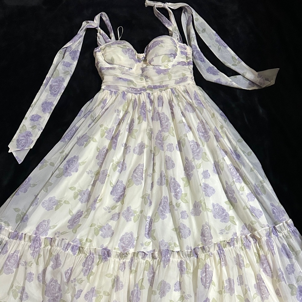 Lavender Floral Midi Dress